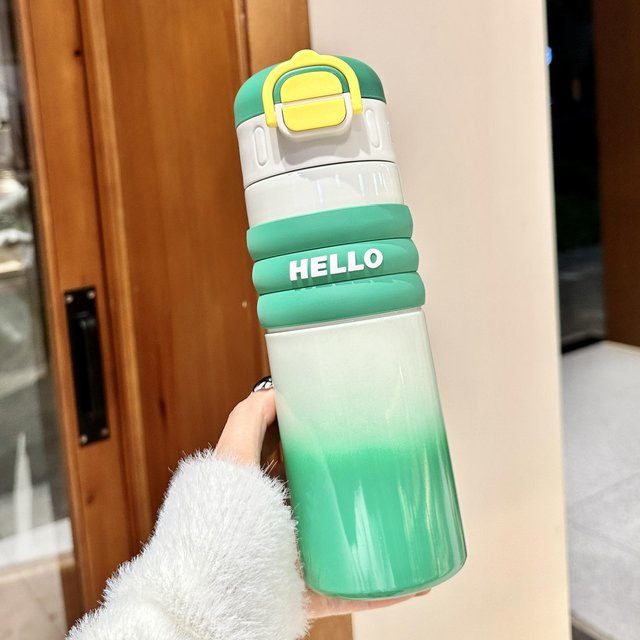 Doppelwandige Thermosflasche Roter Panda mit Strohhalm und Trageseil, 520 ml - Bild 1
