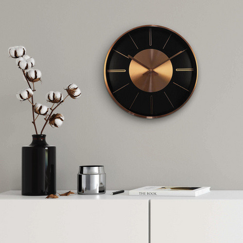 K&L Wall Art Moderne Wanduhr aus Aluminium in Kupfer und Braun, Durchmesser: 30 cm - Bild 2