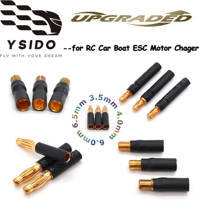 YSIDO Bullet-Stecker Bananenstecker, 3-teiliges Set, Metall, Schwarz - Bild 1