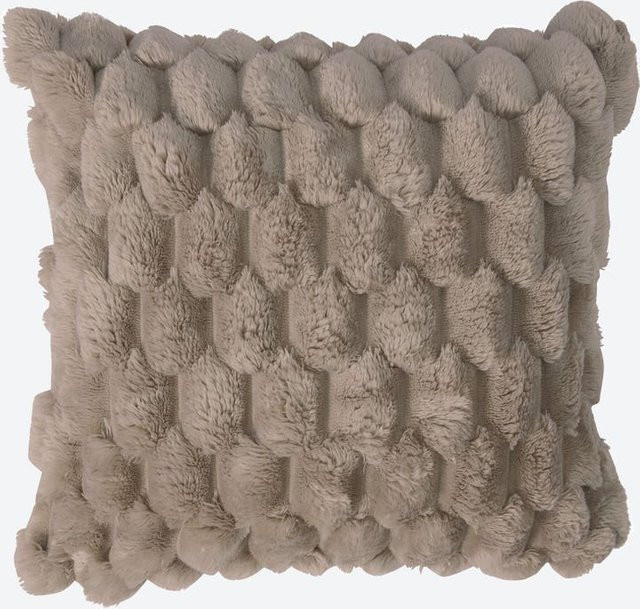 NKD Kissenhülle aus Samt mit Reißverschluss, B/H: 40 x 40 cm, Grau oder Beige - Bild 1