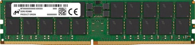 Micron DDR5 RDIMM 64GB 2Rx4 4800 MHz CL40 PC5-38400 1.1V ECC Arbeitsspeicher in Grün (MTC40F2046S1RC48BA1R) - Bild 1