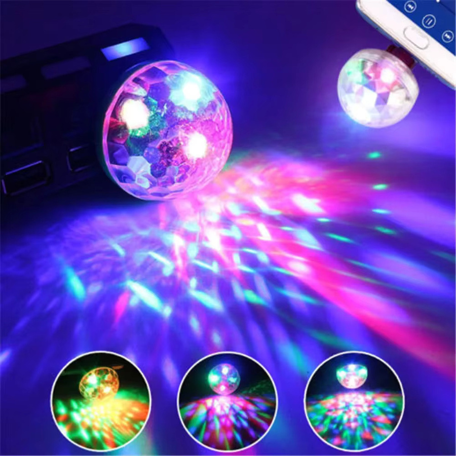 Mini USB RGB LED Disco Ball Lampe mit Musik-Sound-Control für Auto und Party in Multicolour - Bild 5