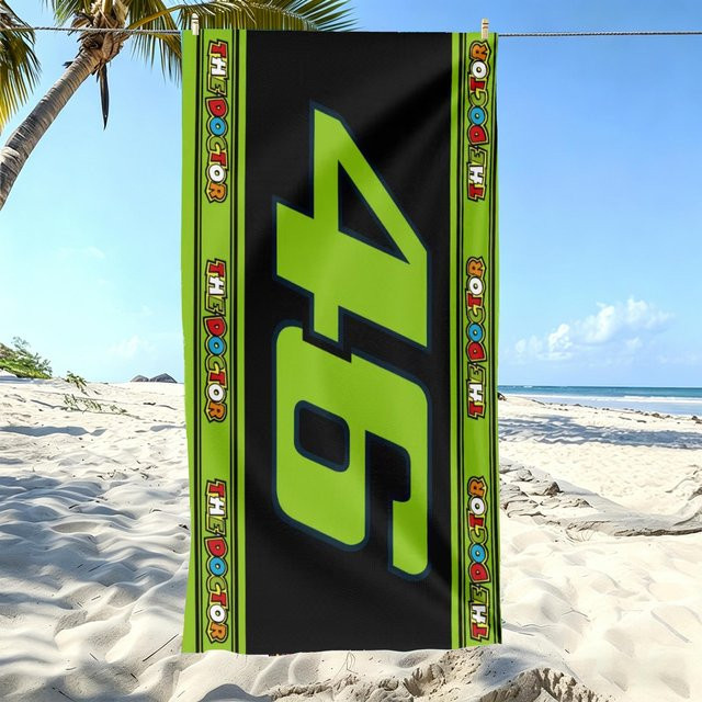 VR46 Valentino Rossi MotoGP Strandtuch aus Mikrofaser, Schwarz, Breite: 80 cm, Länge: 160 cm - Bild 1