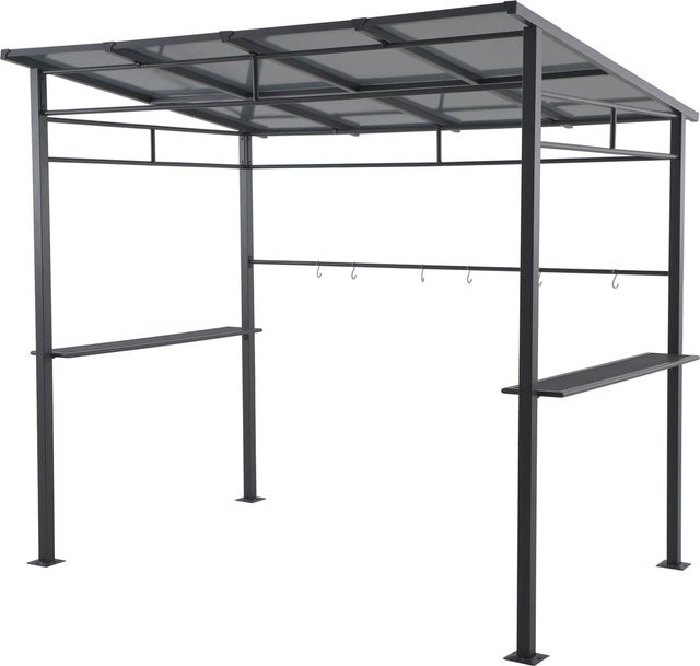 Pavillon Bramston aus Aluminium in Anthrazit mit zwei Ablageflächen und acht Haken, B/T/H: 227 x 261 x 183 cm - Bild 1