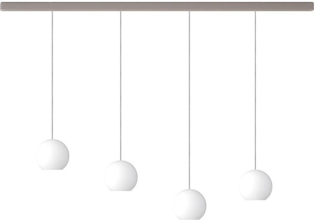 KOMOT KOS Quattro L LED-Pendelleuchte Schiene mit Tunable White 2200K - 4200K, Nickel matt und Edelstahl mit mundgeblasenem Opalglas, Länge: 200 cm - Bild 1