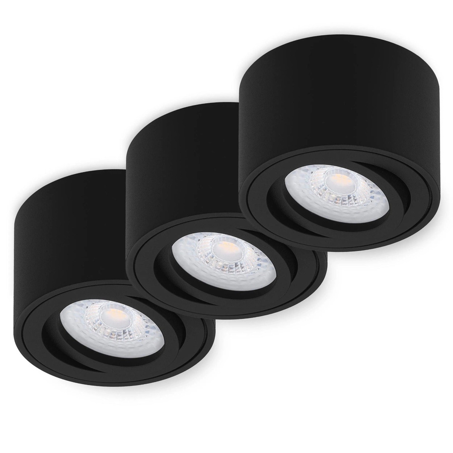 Oktaplex 3er Set Lile S Alu Aufbaustrahler Schwarz mit schwenkbaren LED-Modulen Warmweiß 3000K - Bild 2