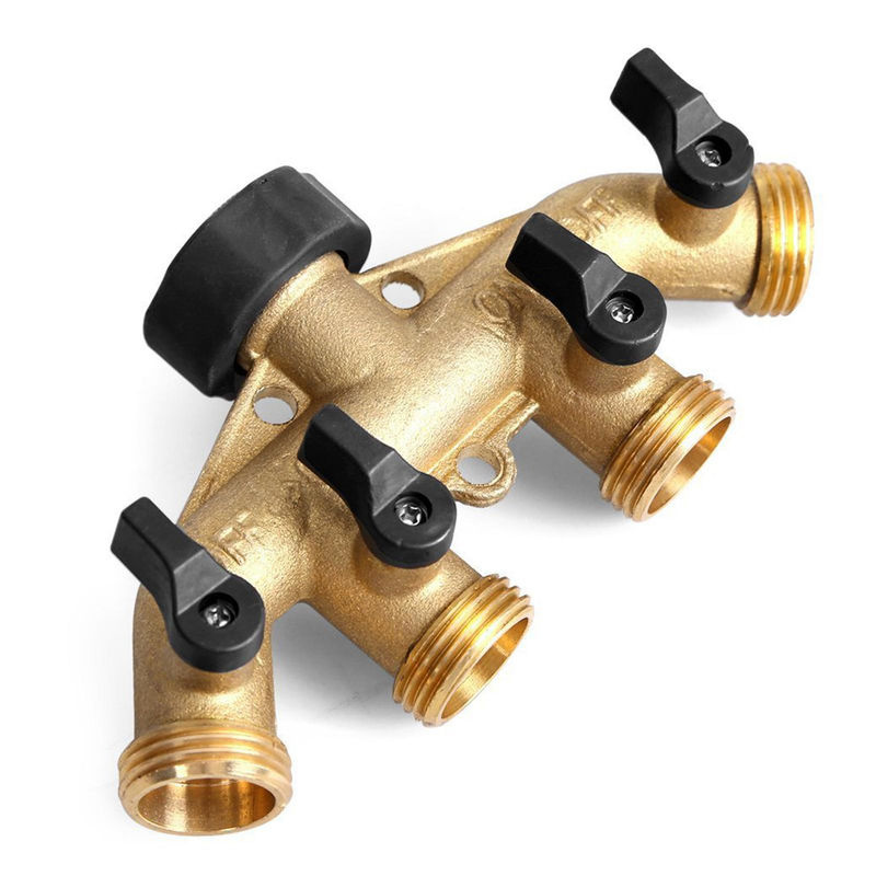 TOMTOP JMS 4-Wege-Gartenschlauchverteiler aus Kupfer mit 4 Ventilen und 3/4-Zoll-Anschluss in Gold/Kupfer - Bild 4