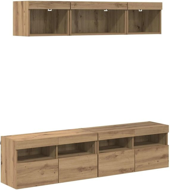 vidaXL TV Wand-Einheit mit LED in Artisan-Eiche, 5-teiliges Set, Braun, B/T/H: 80 x 30 x 40 cm - Bild 1
