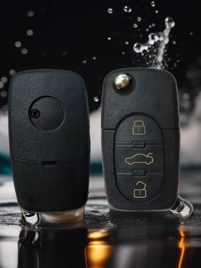 2 Stück QCONTROL Fernbedienungsschlüssel mit Glaschip und PCB-Platine für Audi A3 A4 A6 A8 TT RS4 Quattro alte Modelle, 433MHz, Schwarz - Bild 5