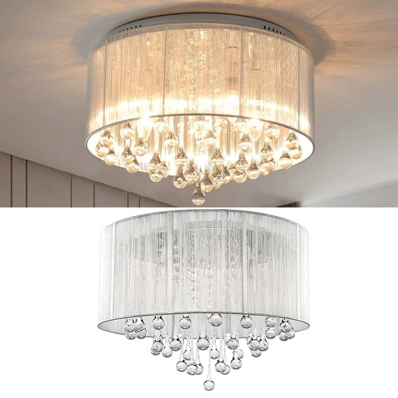 LINCCW LED Kristall Kronleuchter Modern Runde Anhänger Lampe mit Regentropfen Design in Transparent und Warmweiß, Durchmesser: 45 cm - Bild 3