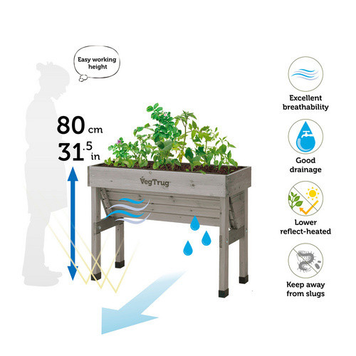 VegTrug Hochbeet Wallhugger aus Zeder in Greywash, Farbe: Grau, B/T/H: 103 x 46 x 80 cm - Bild 3