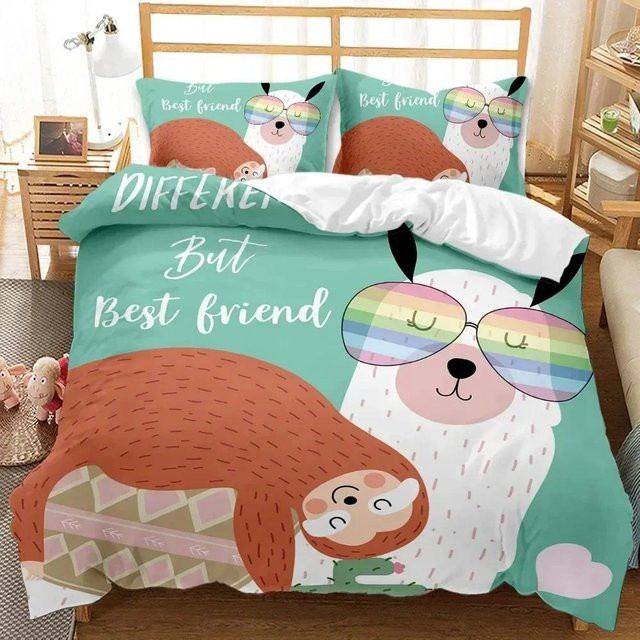 Lodestar Bettwäsche-Set mit Lama-Motiv in Türkis, 2-teilig aus Polyester, B/H: 70 x 133 cm - Bild 1