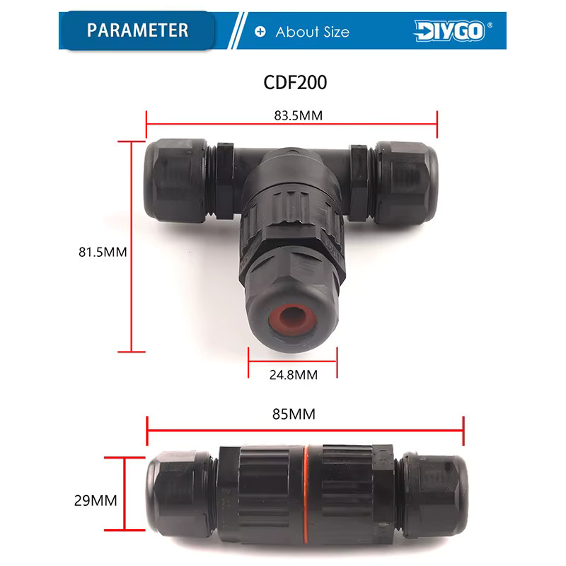 DIY GO IP68 Elektrischer wasserdichter Stecker für Outdoor-Anwendungen mit 2/3/5 Pin und Push-in Terminal Block für schnelle Kabelanschlüsse - Bild 5