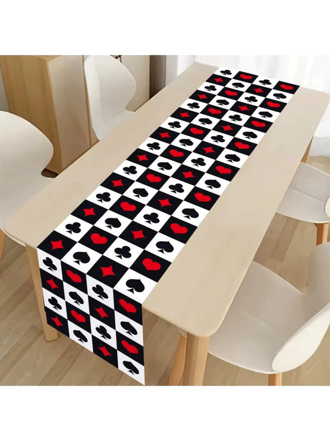 VIKAMA Pokertischläufer Casino-Tischdecke für Vegas Nachtspiele und Party-Deko, Mehrfarbig, B/T/H: 180 x 35 cm - Bild 7