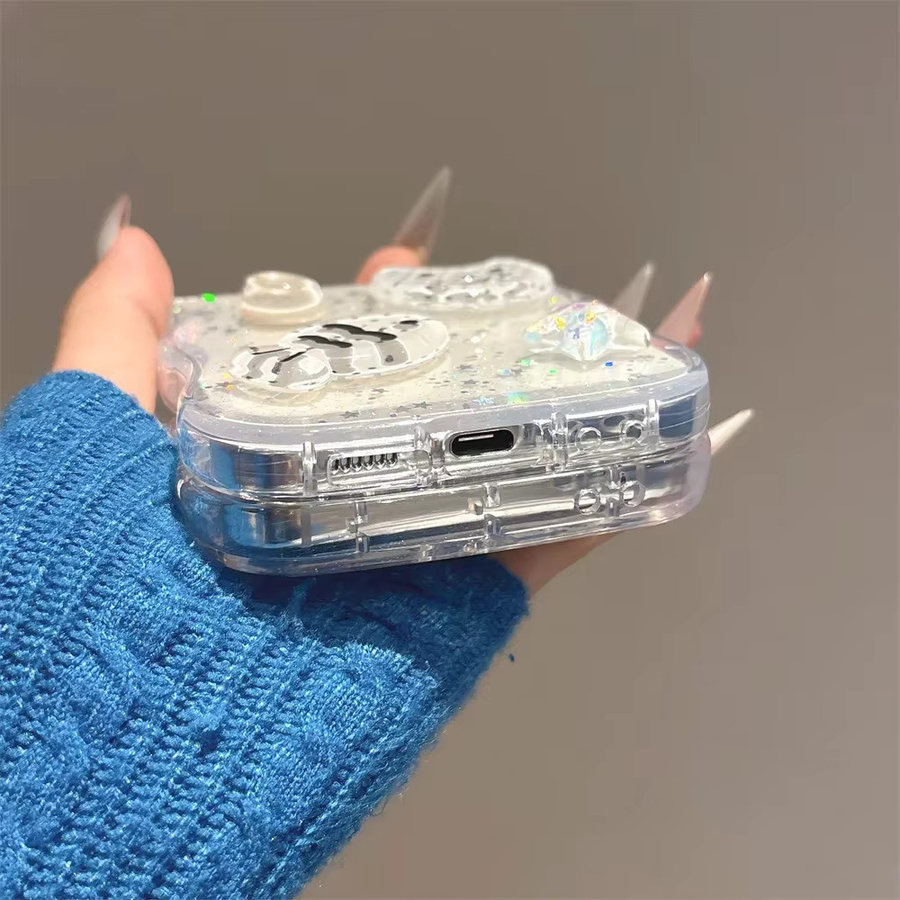Stoßfeste transparente Handyhülle mit 3D Glitter Star Shell Fish Epoxy Design für Samsung Galaxy Z Flip 6, Flip5, Flip4 und Flip3 in Blau - Bild 2