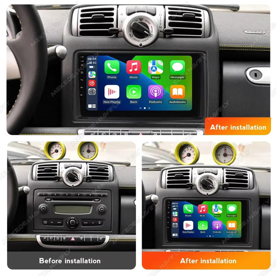 NAVIFANS Android 14 2Din Stereo Autoradio mit CarPlay und GPS für Mercedes Benz B200 und Smart Fortwo 451, Schwarz - Bild 2