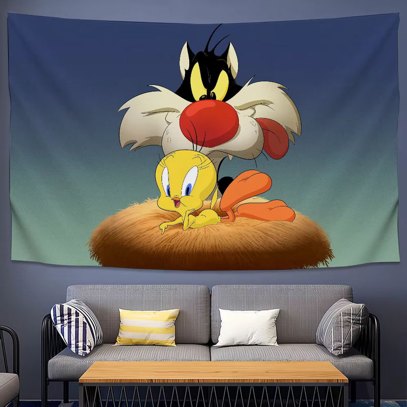 Cartoon Tweety Vogel Wandbanner Mehrfarbig als dekorative Tapisserie für Wohnzimmer oder Wohnheim - Bild 2