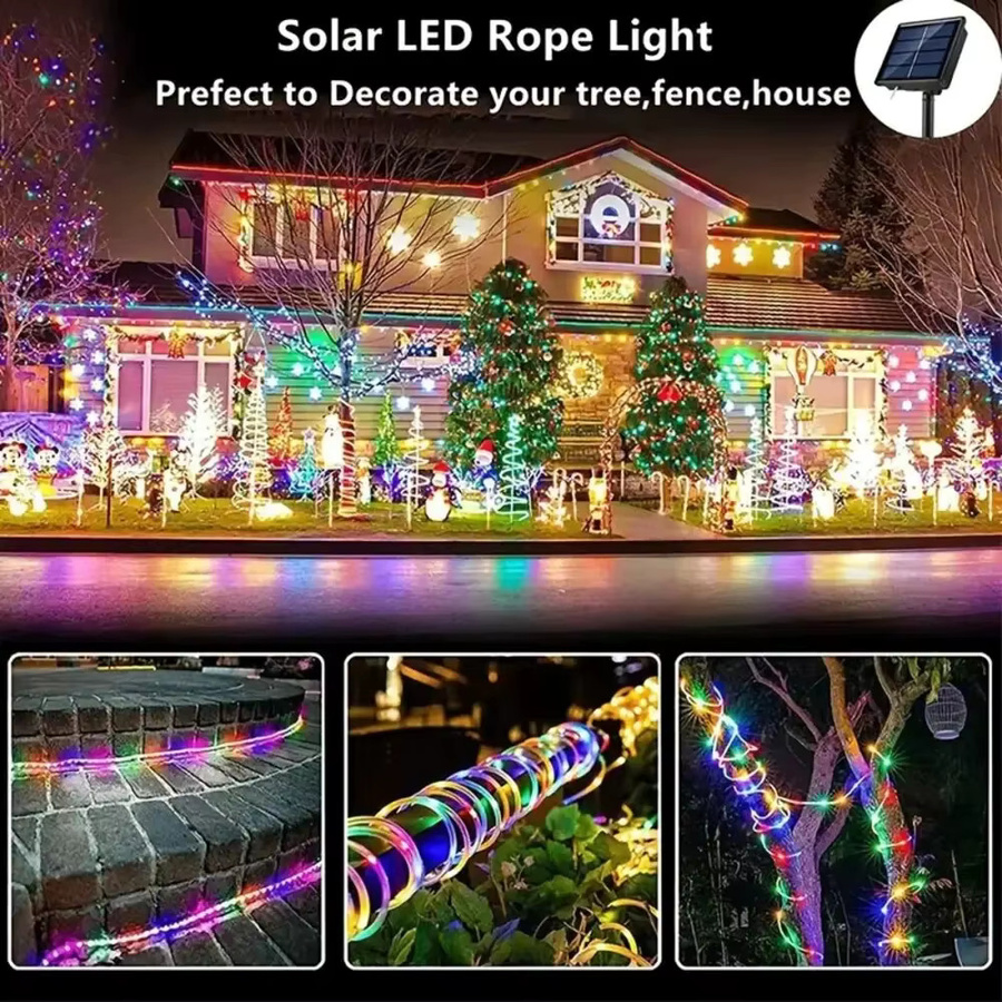 Solar LED Lichterkette für den Außenbereich mit transparenten Röhrenlampen in Zylinderform für Garten und Weihnachtsdekoration - Bild 5