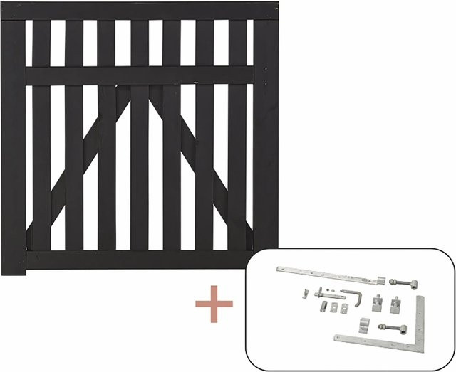 Country Fence Einzeltor aus Nadelholz in Schwarz, Breite: 100 cm, Höhe: 98 cm - Bild 1