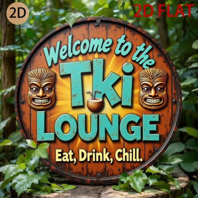 CIFBUY Tiki-Bar-Schild mit Tiki-Maske als tropische Wanddekoration in Multicolour, rundes Metallschild im Retro-Stil, Durchmesser: 20 cm - Bild 1