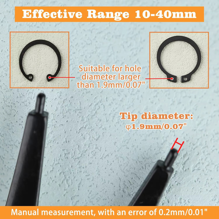 2-in-1 Mini-Sicherungsringzange in Gelb für Innen- und Außensicherungsringe von 10-40 mm - Bild 3
