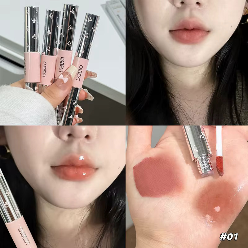 QIBEST Doppelkopf-Lipgloss, rot, matt, flüssig, Unisex - Bild 2