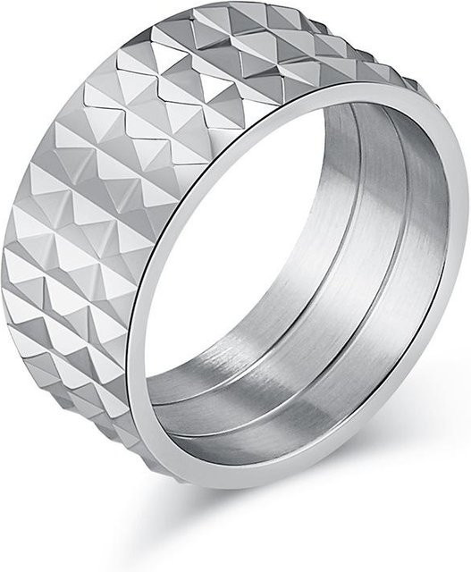 YIRAN Edelstahlring, Diamantmuster, Silber, Unisex, Ringgröße 10 - Bild 1