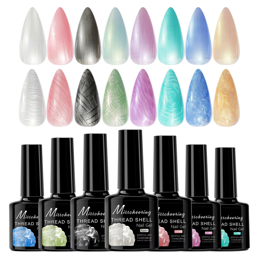 Misscheering Shell Gel Nagellack, 8 ml, Weiß Rosa Lila Perle - Bild 4