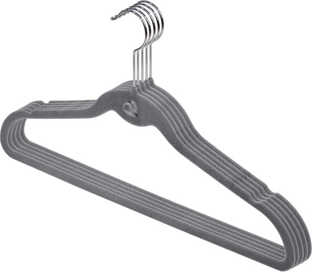 Domopak Living Kleiderbügel beflockt 5er Set Grau - Bild 1