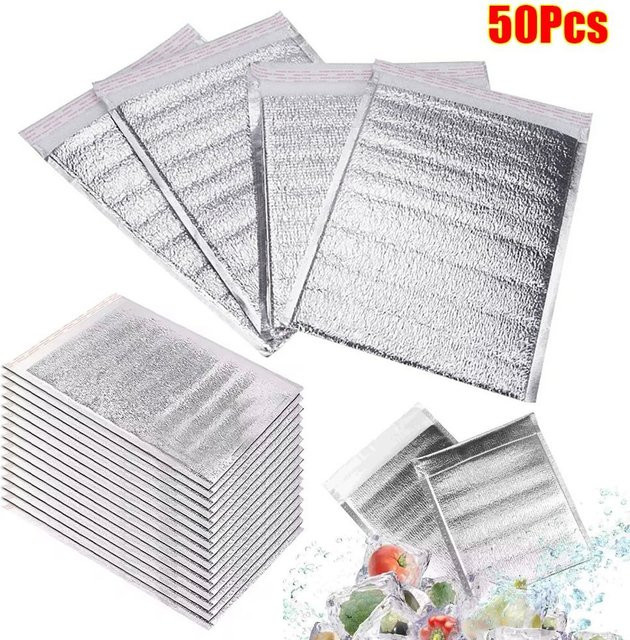 50er Paket Thermische Aluminium-Folientaschen in Silber zur Isolierung von Lebensmitteln und Getränken - Bild 1
