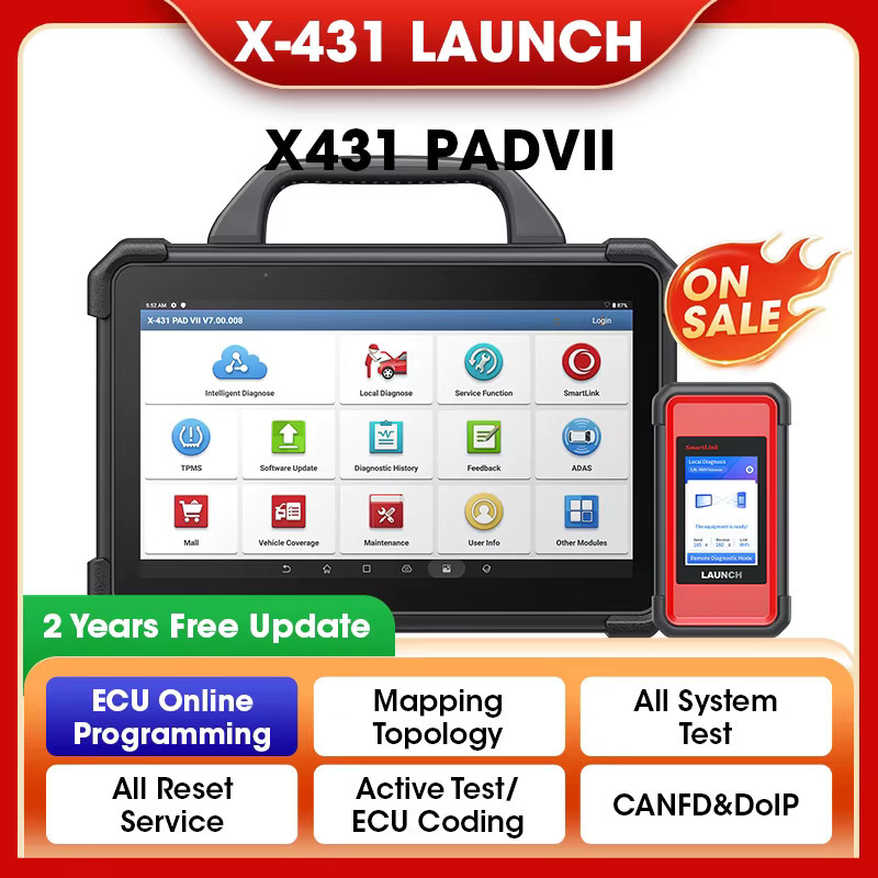 LAUNCH X431 PAD 7 VII Autodiagnosetool mit J2534 Smartlink und Online-Programmierung für OBD, Schwarz - Bild 7