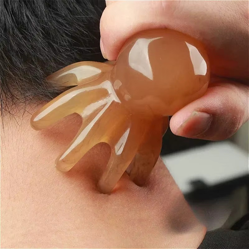 Harz Octopus Kopfhaut Massage Pinsel, Gua Sha Akupunktur Massagegerät, Unisex - Bild 2