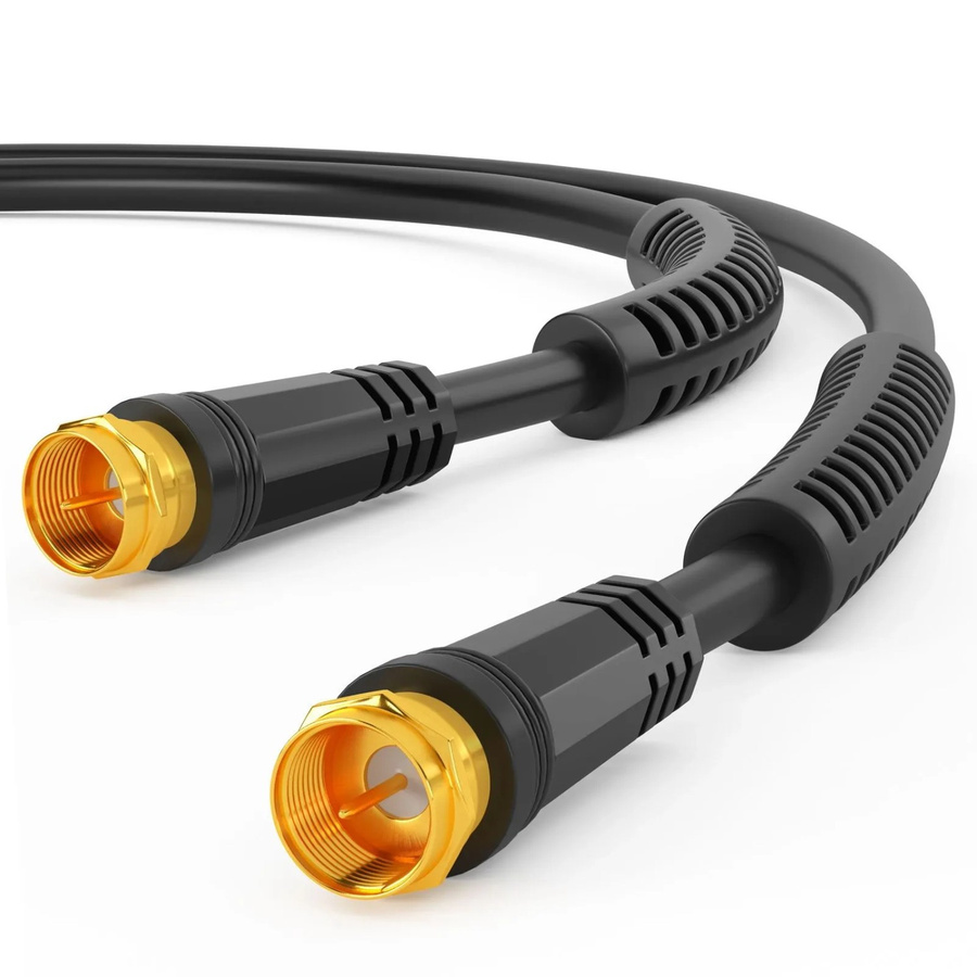 hb-digital SAT-Kabel 3,5 m mit 2x F-Stecker, 4-fach geschirmt, vergoldet, mit Ferritkern, Schwarz - Bild 2