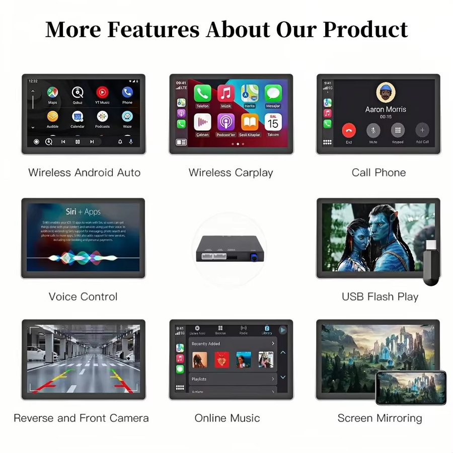 BONROAD Kabelloses CarPlay und Android Auto Navigationsmodul für Mercedes Benz A B C E Klasse GLA CLA GLC GLK NTG4.5 NTG4.7 NTG5.0 in Schwarz mit Wi-Fi und Bluetooth - Bild 4