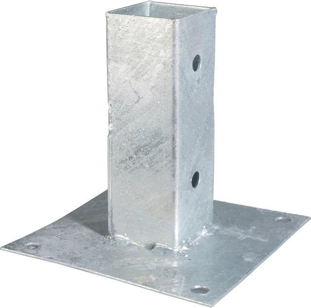 GAH Alberts Aufschraubhülse aus Stahl, feuerverzinkt, Farbe: Silber, B/T/H: 61 x 61 x 150 mm - Bild 1