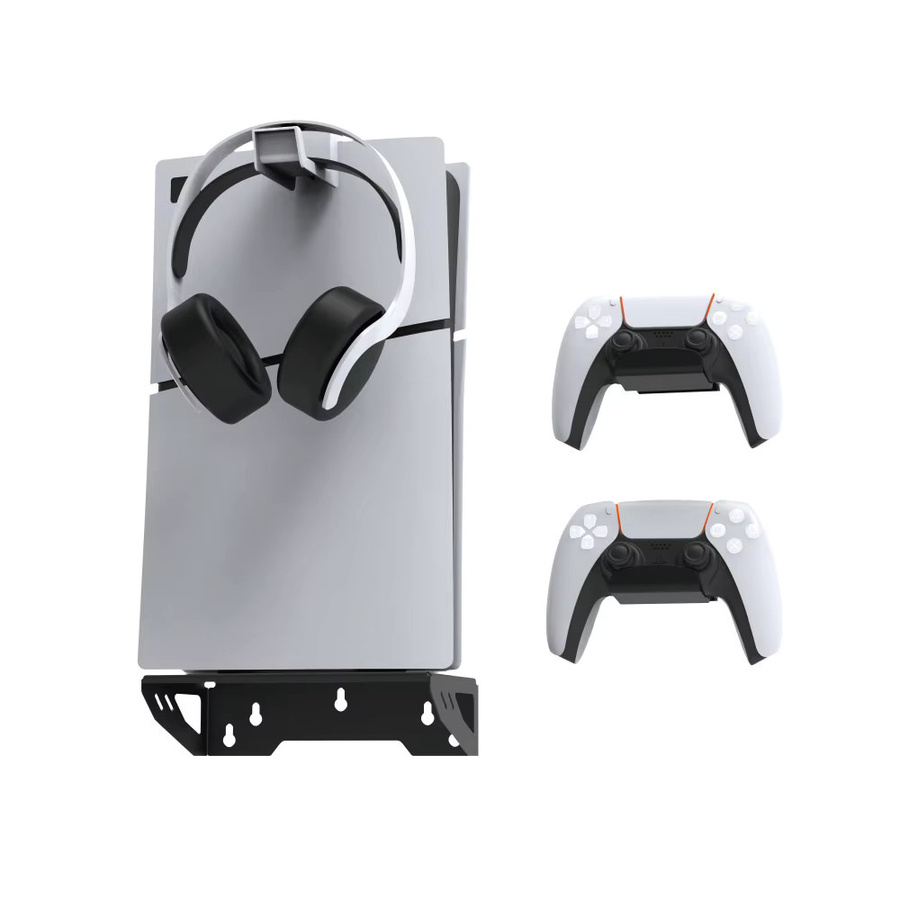 TECTINTER Wandhalterungsset aus Stahl für PS5 und PS5 Slim Konsole mit Controller in Schwarz - Bild 4