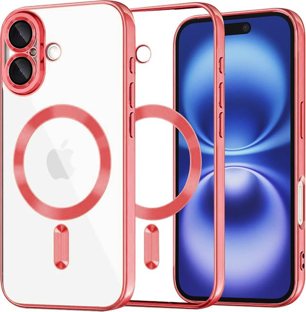Techsuit Luxury Crystal MagSafe-Hülle für Apple iPhone 16 in Rot und Transparent - Bild 1