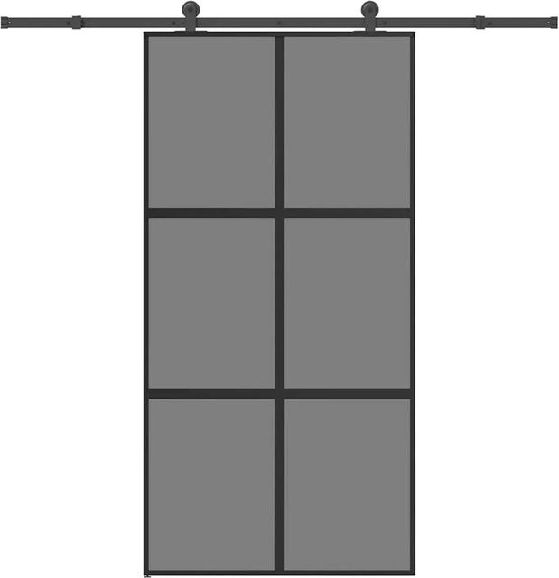 vidaXL Schiebetür aus Hartglas und Aluminium in Schwarz, Transparent und Grau, B/H: 102,5 x 205 cm - Bild 1