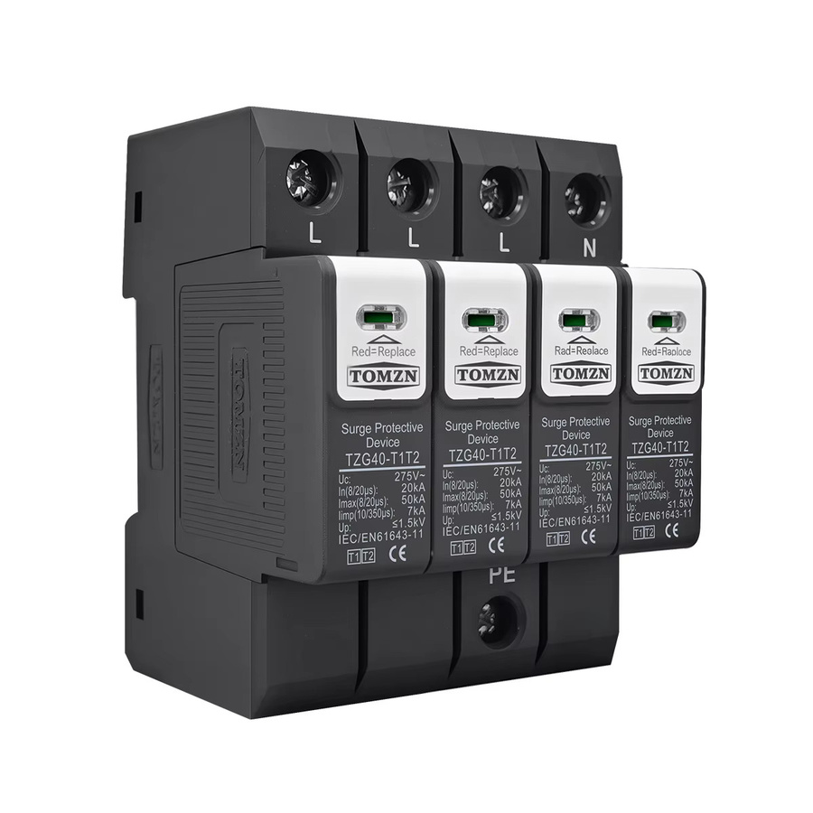 TOMZN TZG40-T1T2 Überspannungsschutzgerät für die DIN-Schiene, Blitzschutz mit 275V 385V AC, 20-50kA 10/350μs und 7kA - Bild 5