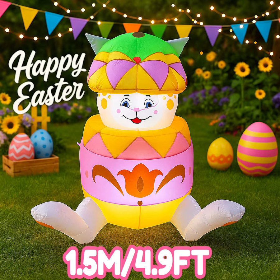 Aufblasbares Ostern-Dekorationsset mit LED-Licht, Osterei und Kaninchen, mehrfarbig, Höhe: 150 cm - Bild 2