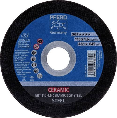 PFERD Trennscheibe EHT 115-1,6 Ceramic SGP Steel gerade für Stahl, Blau, 25 Stück, Durchmesser: 115 mm - Bild 1