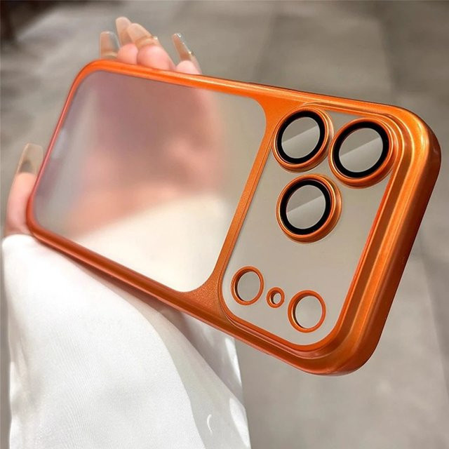 EIENACOCO Ultra Slim Soft Handyhülle mit Kameraschutz und stoßfester Mattierung für iPhone 17 16 15 14 13 12 Pro Max in Schwarz und Orange - Bild 1