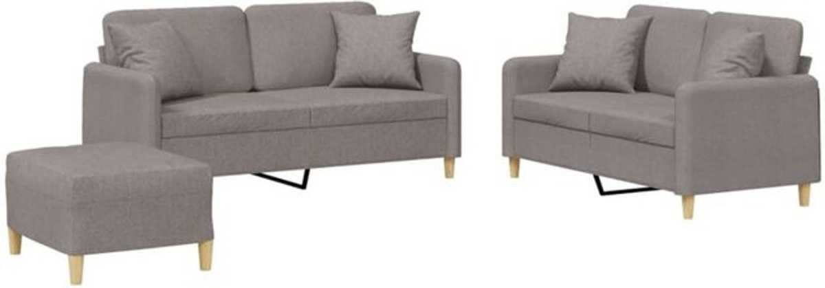 3-tlg. Sofagarnitur vidaxl in Taupe Meliert aus Stoff mit Kissen und Metallgestell - Bild 1