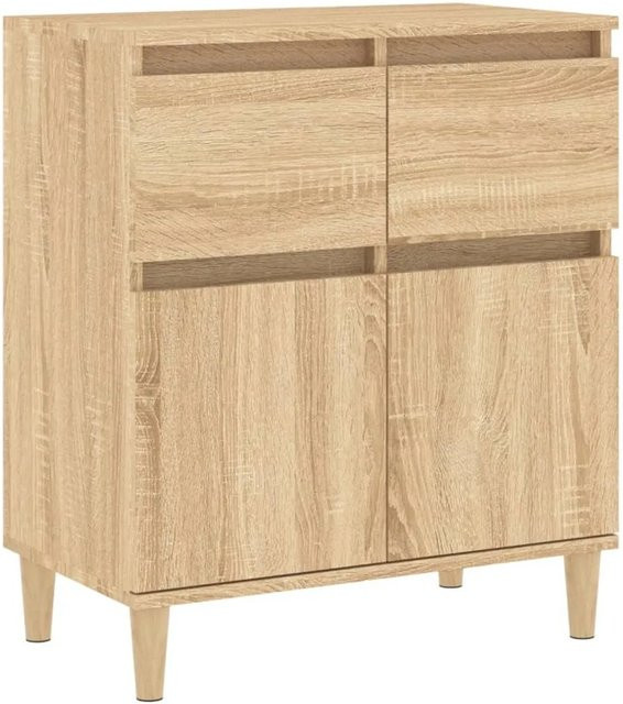 vidaXL Sideboard Sonoma-Eiche in Beige und Braun aus Holzwerkstoff und Eukalyptus, B/T/H: 60 x 35 x 70 cm - Bild 1