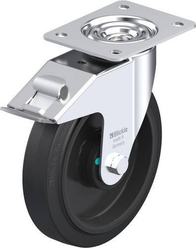 Blickle Lenkrolle LE-POEV 200KAD-FI mit Feststeller in Schwarz und Silber, Rad-Durchmesser: 20 cm, Tragfähigkeit: 300 kg - Bild 1
