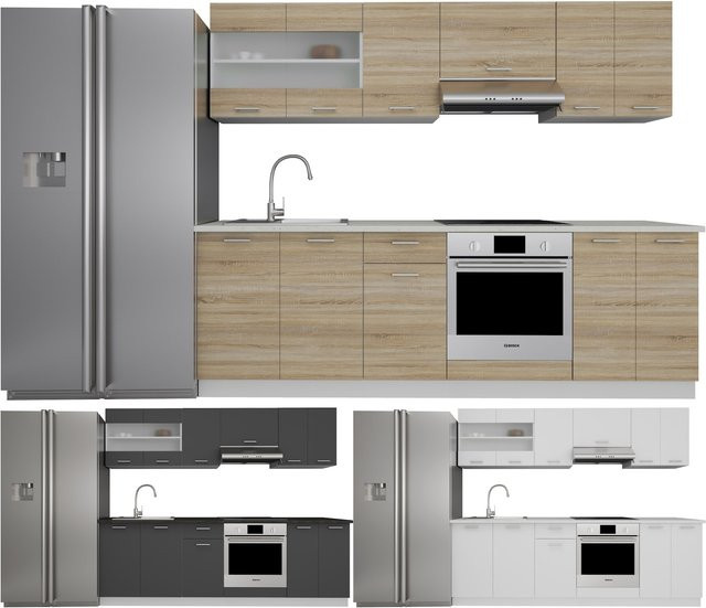 VCM 8-tlg Einbauküche Esilo in modernem Design, Mehrfarbig, H x B x T: 145 x 240 x 46 cm - Bild 1