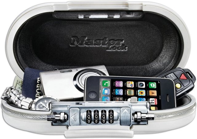 Master Lock Reise-Safe P21347 Dokumentenkassette mit Zahlenschloss und Stahlkabel in Weiß - Bild 1
