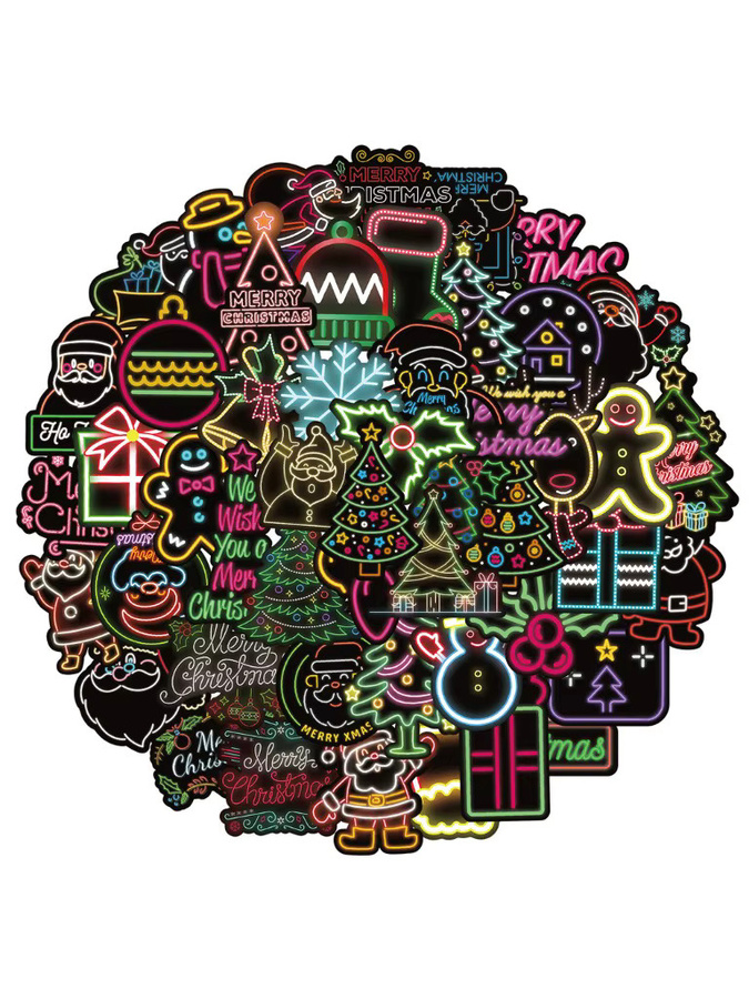 50 Stück Neon Weihnachten Graffiti Aufkleber Multicolor von BulingBulingStickers Store - Bild 6