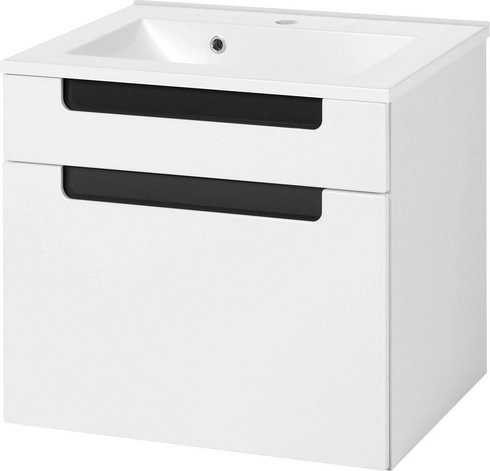 HELD MÖBEL Badmöbel Siena Wandhängend mit Schubladen und Türen, Weiß/Grau, Breite: 60 cm - Bild 1