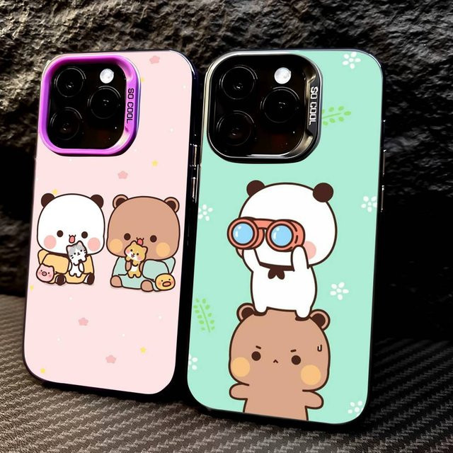 B-Bubu und D-Dudu Handyhülle mit Metallknöpfen für iPhone 12 bis iPhone 17 Pro Max - Bild 1